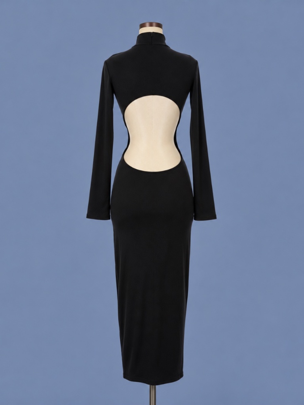 BootayBag Black Open Back Long Sleeve Midi Dress – Size XS/S NWT